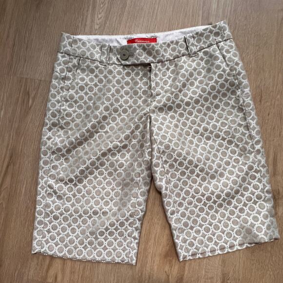 Anthropologie Cartonnier Cotton Polyester Bermuda Short Size 2 Gold/Silver EUC - Picture 1 of 7